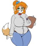  anthro canid canine canis clipboard clothing domestic_dog eyewear female glasses hair hi_res kibbles_(uberquest) mammal skidd solo uberquest webcomic 