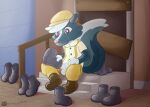  animal_crossing anthro balls boots buckoguy clothed clothing erection footwear genitals hi_res kicks_(animal_crossing) latex male mammal mephitid nintendo outside penis rubber rubber_clothing rubber_suit skunk solo video_games 
