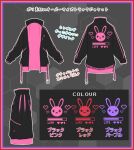  animal_print black_jacket bunny_print grey_background health_bar highres honeycomb_(pattern) jacket no_humans open_clothes open_jacket original print_jacket translation_request tsukiman 