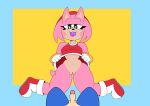  :3 amy_rose anthro bottomless bottomwear breasts clothed clothing clothing_lift condom condom_in_mouth duo duskcy eulipotyphlan faceless_character faceless_male female first_person_view genitals hedgehog hi_res kneeling looking_at_viewer male male/female male_pov mammal penis pussy sega sexual_barrier_device simple_background skirt skirt_lift sonic_the_hedgehog sonic_the_hedgehog_(series) under_boob wrapped_condom yellow_background 