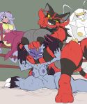  anthro big_breasts breasts claws fangs female fighting_ring green_eyes group hi_res huge_breasts imric1251 incineroar inverted_nipples muscular muscular_female navel nintendo nipples nude pheromosa pink_eyes pok&eacute;mon pok&eacute;mon_(species) purple_eyes red_eyes sitting sneasler tsareena ultra_beast video_games wrestling yellow_sclera 