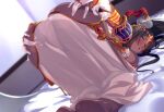  1girl 846-gou absurdres ass bangs black_hair breasts dark-skinned_female dark_skin facial_mark fate/grand_order fate_(series) green_eyes highres large_breasts long_hair looking_at_viewer parted_bangs scheherazade_(fate) solo thick_thighs thighs 