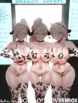  3girls aestheticc-meme alternate_breast_size animal_ears animal_print arms_behind_back artist_name ass_visible_through_thighs asymmetrical_bangs asymmetrical_docking bangs bikini blue_eyes braid braided_ponytail breast_press breast_squeeze breasts bridal_gauntlets closed_mouth collarbone cow_ears cow_horns cow_print cowboy_shot ear_tag english_commentary english_text eyebrows_visible_through_hair eyepatch_bikini fake_animal_ears fake_horns grin heart heart-shaped_pupils highres horns huge_breasts large_breasts long_hair looking_at_viewer mature_female medium_hair menu micro_bikini mother_and_daughter multiple_girls navel o-ring o-ring_bikini ponytail print_bikini print_legwear pussy_juice raised_eyebrow reward_available rwby scar scar_across_eye siblings sign sisters skindentation smile stomach string_bikini swimsuit symbol-shaped_pupils thick_thighs thigh_gap thighhighs thighs watermark weiss_schnee white_hair wide_hips willow_schnee winter_schnee 