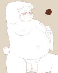  2022 anthro armpit_hair balls belly big_belly blush body_hair flaccid genitals hi_res humanoid_genitalia humanoid_hands humanoid_penis ibuki_haruno kemono male mammal moobs nipples overweight overweight_male penis solo suid suina sus_(pig) towel wild_boar 