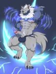  abs absurd_res anthro armor big_muscles big_penis blue_eyes bulge canid canine canis claws fur genitals grey_body grey_fur hi_res humanoid_genitalia humanoid_penis male mammal muscular muscular_male nickgray nipples pecs penis pubes solo wolf 