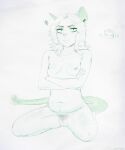  absurd_res annoyed anthro breasts chubby_belly crossed_arms female genitals grumpy hi_res mammal morgan_(rattfood) murid murine navel nipples plump_labia pubes pussy rat rattfood rodent slim small_breasts solo 