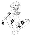  1boy androgynous black_gloves cuntboy eyebrows_visible_through_hair feet gloves greyscale hanezo highres lio_fotia looking_at_viewer male_focus male_pubic_hair monochrome nude promare pubic_hair pussy short_hair sidelocks simple_background solo white_background 