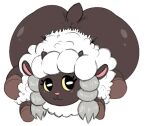  ambiguous_gender big_butt black_eyes bottomless brown_body butt clothed clothing feral fur horizontal_pupils huge_butt neom-daddy nintendo pok&eacute;mon pok&eacute;mon_(species) pupils sitting smile solo video_games white_body white_fur white_wool wool_(fur) wooloo 
