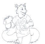  2022 adam_(celticfox) anthro ball binturong black_and_white bottomwear clothing ear_tuft football_(ball) hi_res line_art long_tail male mammal monochrome number pants prehensile_tail shirt simple_background smile solo sport teenager topwear tuft unknown_artist viverrid white_background young 