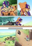  belt cloak clothing comic costume croconaw cyndaquil dragging flaccid genitals group hi_res male melee_weapon nintendo penis plant pok&eacute;mon pok&eacute;mon_(species) polearm primal_(infycharmander) ryme_(totodice1) salazzle spear teddiursa torn_clothing tree video_games village voidtails weapon 