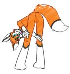  1:1 2020 3_toes anthro ass_up balls bent_over blue_eyes butt canid canine feet fox fur genitals hi_res humanoid humanoid_genitalia looking_at_viewer male mammal multicolored_body multicolored_fur nude orange_balls orange_body orange_fur presenting presenting_hindquarters simple_background solarlewds solo spam_(zoophobia) toes tongue tongue_out two_tone_body two_tone_fur white_body zoophobia 
