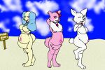  anthro big_breasts bird_dog breasts canid canine canis cavalier_king_charles_spaniel domestic_cat domestic_dog felid feline felis female garnet_(jewelpet) group hiding_pussy hunting_dog jewelpet jewelry lagomorph leporid mammal necklace nekonishin nervous nude nude_beach pregnant rabbit ruby_(jewelpet) sanrio sapphie spaniel toy_dog 