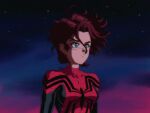  1girl absurdres animification bangs blue_eyes bodysuit breasts brown_hair ear_piercing hair_behind_ear hair_between_eyes highres levidu99 marvel mayday_parker medium_breasts night night_sky parted_hair parted_lips piercing red_bodysuit sky solo spider-girl spider-man_(series) spider_web_print superhero 