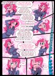  2022 alcor90 blue_eyes clothed clothing comic conditional_dnp dialogue digital_media_(artwork) english_text equid eyebrows eyelashes eyes_closed female friendship_is_magic fur hair hasbro hi_res human long_hair mammal my_little_pony open_mouth pink_body pink_fur pink_hair pinkie_pie_(mlp) speech_bubble text url 
