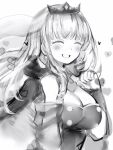  artist_request bracer breasts choker cleavage closed_eyes collar detached_sleeves dress gem heart highres hololive hololive_english monochrome mori_calliope simple_background smile spiked_collar spikes tiara veil virtual_youtuber 