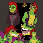  accessory alligator alligatorid anthro baby clothing conditional_dnp crocodilian ebonychimera eyewear family female five_nights_at_freddy&#039;s five_nights_at_freddy&#039;s:_security_breach glasses group guitar hi_res male montgomery_gator_(fnaf) musical_instrument piercing plucked_string_instrument reptile scalie scottgames sibling smile string_instrument suit teeth tongue twins video_games wedding_clothing young 