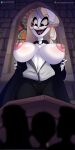  breasts charlie_(hazbin_hotel) demon el-loko female flashing hazbin_hotel hi_res humanoid priest solo 