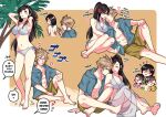  2boys 3girls angry babigonice barefoot beach bikini black_hair blonde_hair blue_eyes blush breasts cloud_strife earrings english_text feet final_fantasy final_fantasy_vii final_fantasy_vii_remake flower hair_flower hair_ornament heart hetero holding jewelry kiss large_breasts long_hair midriff multiple_boys multiple_girls navel palm_tree red_eyes spiked_hair swimsuit tifa_lockhart tree white_bikini 