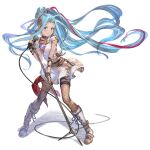  1girl blue_eyes blue_hair boots braid choker closed_mouth cross-laced_footwear earrings fishnets floating_hair granblue_fantasy holding holding_microphone holding_microphone_stand jewelry lace-up_boots looking_at_viewer lyria_(granblue_fantasy) microphone microphone_stand minaba_hideo multicolored_hair official_art pantyhose ponytail red_hair shirt simple_background skirt smile solo standing streaked_hair thigh_strap transparent_background v-shaped_eyebrows 