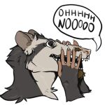  1:1 2022 5_fingers alpha_channel black_eyes didelphid digital_media_(artwork) fingers fur grey_body grey_fur mammal marsupial open_mouth reaction_image simple_background teeth transparent_background waldvogel 