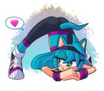 anthro auntymoira butt eulipotyphlan fan_character female heart_after_text hedgehog hi_res mammal purity_the_hedgehog sega solo sonic_the_hedgehog_(series) workout_clothing wristband 