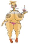  animatronic anthro areola avian beakless big_breasts bird black_sclera breasts brown_nipples candle chicken clothing cupcake_(fnaf) english_text female five_nights_at_freddy&#039;s five_nights_at_freddy&#039;s_2 galliform gallus_(genus) hi_res holding_plate huge_breasts little_hareboy looking_at_viewer machine nipples non-mammal_breasts open_mouth open_smile panties phasianid plate robot scottgames smile solo text thick_thighs toy_chica_(fnaf) underwear video_games white_eyes 