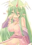  1girl breasts chiki chiki_(fire_emblem) fire_emblem green_eyes green_hair long_hair sleepy 