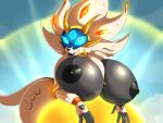  2022 anthro big_breasts breasts digital_media_(artwork) female hi_res huge_breasts legendary_pok&eacute;mon nintendo nipples pok&eacute;mon pok&eacute;mon_(species) solgaleo solo suirano thick_thighs video_games 