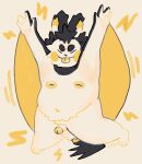  absurd_res anthro areola ball_tuft balls belly big_nipples black_body black_fur black_hair cheek_markings countershading cute_expression emolga eyes_closed facial_markings fluffy front_view fupa fur genitals hair head_markings hi_res male markings membrane_(anatomy) navel nintendo nipples overweight overweight_anthro overweight_male patagium paws penis pok&eacute;mon pok&eacute;mon_(species) scotchantlers slightly_chubby slightly_chubby_male small_penis smile solo spread_wings tongue tongue_out tuft video_games white_body wings yellow_body yellow_fur 