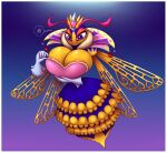  antennae_(anatomy) anthro areola arthropod bee big_breasts breasts elfdrago female floating_hands hi_res hymenopteran insect kirby_(series) multicolored_body nintendo non-mammal_breasts purple_eyes queen_sectonia solo video_games wings 