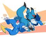  anal bandai_namco bodily_fluids cum cum_in_ass cum_inside digimon digimon_(species) dragon ejaculation fanmon genital_fluids genitals hair male male/male oob penis reptile scalie sex veemon yami_the_veemon 