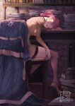  1girl absurdres book closed_eyes coat coat_removed eiyuu_densetsu hair_up highres legs open_mouth pencil red_hair sara_valestein sen_no_kiseki sleeping solo suryua 