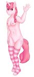  absurd_res anthro breasts callichrome clothing cutie_mark equid equine female genitals gesture hi_res horn horse legwear legwear_only looking_at_viewer mammal mane midriff mostly_nude my_little_pony navel nipples pony pussy solo stockings stockings_only tail thigh_highs unicorn waving 