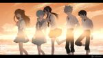  2boys 3girls artist_name ayanami_rei black_hair blue_eyes blue_hair brown_hair closed_eyes glasses grey_hair hairband highres ikari_shinji long_hair looking_at_viewer makinami_mari_illustrious multiple_boys multiple_girls nagisa_kaworu neon_genesis_evangelion open_mouth orange_hair red_eyes ri0 school_uniform short_hair signature souryuu_asuka_langley twintails twitter_username 