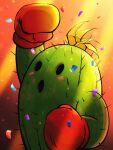  anthro bandai_namco blush boxing_gloves cactus clothing confetti digimon digimon_(species) elemental_creature flora_fauna green_body handwear happy hi_res needle_(disambiguation) plant solo steven_purifoy togemon 