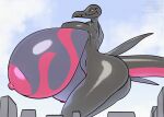 anthro areola big_breasts big_butt borisalien breasts building butt female half-closed_eyes hi_res huge_breasts hyper hyper_breasts macro multicolored_body narrowed_eyes nintendo nipples nude pink_nipples pok&eacute;mon pok&eacute;mon_(species) purple_sclera salazzle solo thick_thighs video_games 