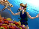  anthro bubble canid canine canis clothing diving eyewear female goggles granatloncat mammal okane_akemi one-piece_swimsuit reptile scalie school_swimsuit scuba solo swimwear turtle underwater water wolf 