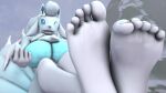  5_toes absurd_res alolan_ninetales anthro barefoot blue_eyes blue_nails blue_sclera blue_toenails bra clothing colored_nails feet feet_together female foot_fetish foot_focus fur hi_res humanoid_feet inviting looking_at_viewer multi_tail nails nintendo one_eye_closed pok&eacute;mon pok&eacute;mon_(species) regional_form_(pok&eacute;mon) ribbons soles solo teasing toe_curl toes umbreonthewhovian underwear video_games white_body white_fur wink winking_at_viewer 