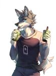  2022 5_fingers anthro blue_eyes canid canine canis clothed clothing digital_media_(artwork) eyebrows eyelashes fingers male mammal reilukah smile solo wolf 
