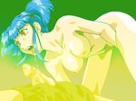  bent_over blue_hair breasts censored fellatio fog handjob masaki_mayuka nude oral orange_eyes penis ponytails short_twintails tenchi_muyo tenchi_muyou! tongue tukasa twintails 