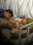  2boys ballcaress bara bed caressing_testicles cum cum_on_body cum_on_self curtains erection fellatio full_metal_alchemist fullmetal_alchemist havoc hospital hospital_bed itto_(mentaiko) male male_focus medical mentaiko multiple_boys oral penis roy_mustang yaoi 