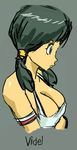  1girl artist_request big_breasts blue_eyes breasts character_name cleavage dragon_ball dragonball female large_breasts pony_tail ponytail solo twintails videl 