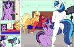 absurd_res anthro anthrofied appelknekten applejack_(mlp) balls bed big_macintosh_(mlp) brother brother_and_sister equid equine female friendship_is_magic furniture genitals group hasbro hi_res horn incest_(lore) licking male male/female mammal my_little_pony nude oral penile penis penis_lick sex shining_armor_(mlp) sibling sister tongue tongue_out twilight_sparkle_(mlp) winged_unicorn wings 