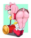  amy_rose anthro bare_legs bent_over big_butt boots bubble_butt butt butt_focus clothing curvy_figure delicioussoup dress eulipotyphlan female footwear hammer hedgehog hi_res looking_back mammal open_mouth pink_body presenting presenting_hindquarters seductive sega solo sonic_the_hedgehog_(series) tools upskirt weapon wide_hips 
