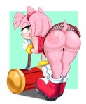  amy_rose anthro bare_legs bent_over big_butt boots bubble_butt butt butt_focus clothing curvy_figure delicioussoup dress eulipotyphlan female footwear hammer hedgehog hi_res looking_back mammal open_mouth pink_body presenting presenting_hindquarters seductive sega solo sonic_the_hedgehog_(series) spank_marks tools upskirt weapon wide_hips 