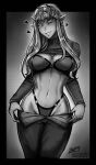  bra breasts cleavage clothed clothing female hi_res humanoid humanoid_pointy_ears hylian iahfy monochrome nintendo not_furry panties princess_zelda solo the_legend_of_zelda underwear video_games wide_hips 