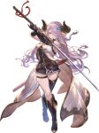  1girl asymmetrical_footwear bare_shoulders belt blue_eyes boots braid coat draph elbow_gloves fingerless_gloves full_body gloves granblue_fantasy granblue_fantasy_versus hair_ornament hair_over_one_eye highres holding holding_sword holding_weapon horns katana knee_boots minaba_hideo narmaya_(granblue_fantasy) official_art parted_lips pink_hair pointy_ears sheath simple_background sleeveless solo standing sword thigh_boots thigh_strap thighhighs tied_hair uneven_footwear weapon white_background 