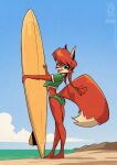  anthro beach bikini bikini_bottom butt_pose canid canine clothing conditional_dnp female fox jollyjack mammal pose seaside solo surfboard swimwear 