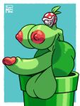  anthro balls big_balls big_breasts big_penis breasts elemental_creature elemental_humanoid female flora_fauna genitals hi_res humanoid mario_bros nintendo penis pipe piranha_plant plant plant_humanoid smile smirk solo supermattym8 video_games 