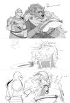  anthro armor blaidd_(elden_ring) custapple dialogue duo elden_ring english_text fromsoftware hi_res human male mammal scar tarnished_(elden_ring) text video_games 